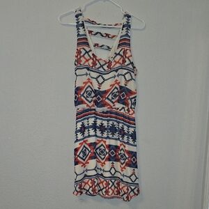 Xhilaration Geometric Print Tank Top - Red, Blue, Cream